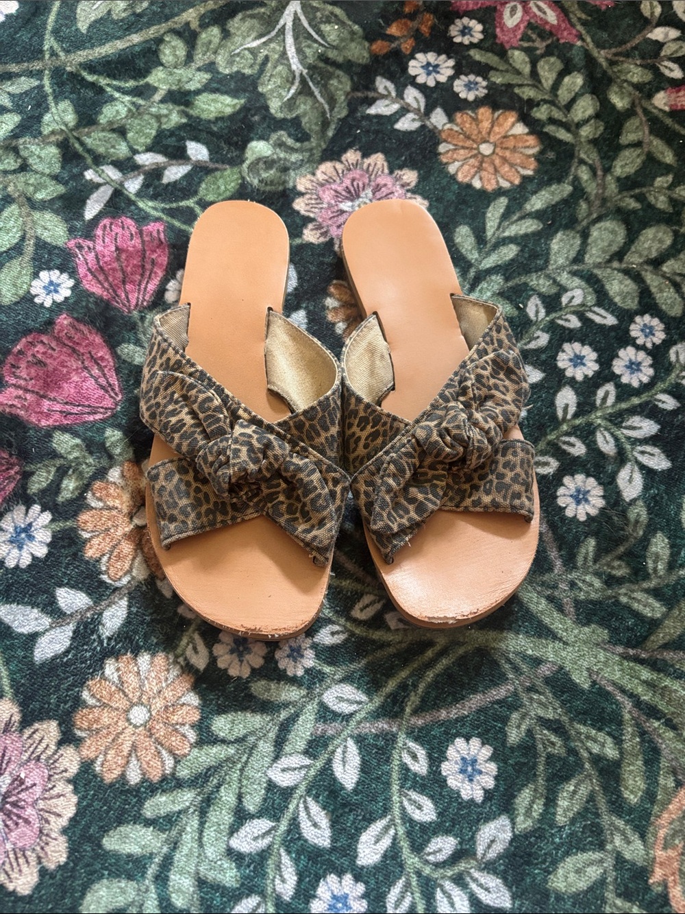 Target Leopard-Print Bow Slide Sandals - Brown/Tan